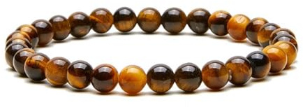 XUZOPIM Pulsera Ojo De Tigre Pulsera Elástica Hecha A Mano Piedras Semi Preciosas Naturales De 6Mm Para Mujeres Y Hombres Cuentas De Cristales De Cuarzo Curativos Pulseras De Chakra Unisex