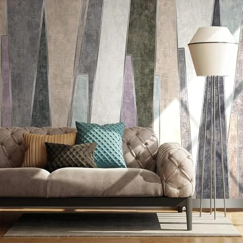 Tzxztt Geometrisches Muster Im Vintage-Stil Moderne 3D Tapete Geprägte Seide Neutrale Töne Material Ideal Für Wohnzimmer Schlafzimmer-150cm×105cm