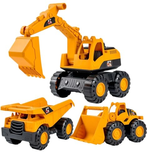 Eventerde Baufahrzeuge für Kinder – Spielzeugauto, Baumaschinen, Spielzeug, Spielzeugauto, Kompressor, Bagger, Radlader für Kinder mehr als 3