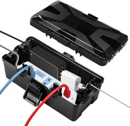 Caossuixin Kabelbox Wasserdicht IP54, Wasserdichte Kabelbox Schwarz, Wasserdicht Kabelsicherheitsbox, Abzweigdose Wasserdicht Schützen für Steckdose, Steckdose, Plug(26.1 * 15 * 9.4cm)-Schwarz