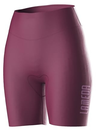 LAMEDA Bike Shorts Women Padded Cycling Shorts High Waisted with Padding Breathable Bicycle Shorts for Biking Road Jujube Red