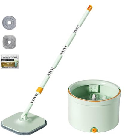 Fenteer Mop y Cubo de Cubo Flat Mop Microfibra Mops Separados de Agua Sucia para el baño, Verde