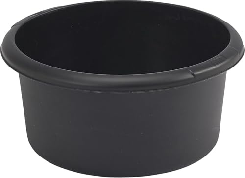 Aurora WF Small Plastic Round Washing Up Bowl, Black | Kitchen Sink, Basin Mixing