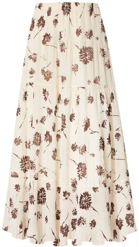 Genfien Femme Jupe Boheme Chiffon avec Doublure Maxi Taille Haute | Taille Elastique,Longues,A-Line,Décontractée,L'été,Plage