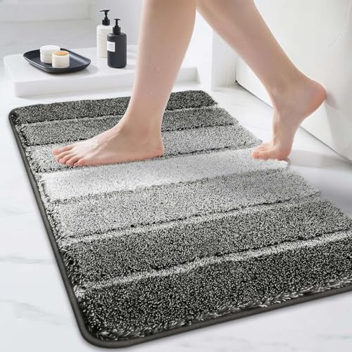 COSY HOMEER Tappetino da bagno, 50 x 80 cm, antiscivolo, lavabile, lavabile in lavatrice, per doccia, bagno e bagno, grigio scuro