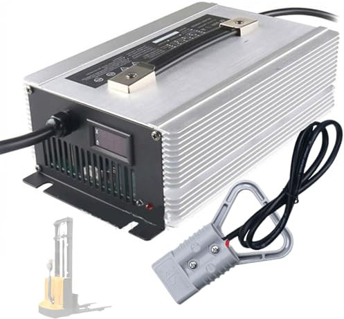 WLEJSL Chargeur de Batterie Plomb Acide Haute Puissance 2000 W 12 V 50 A pour Chariot Élévateur, Ventilateur Automatique Intégré avec Écran LCD pour Transpalette et Autolaveuse,50a