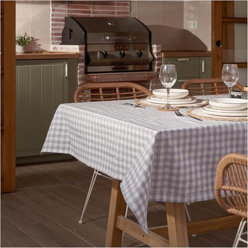 Jarapa Home Mantel Antimanchas Hule Mesa Rectangular Repele Líquidos y Manchas. Tela Resinada Suave de Algodón - Mantel Rectangular