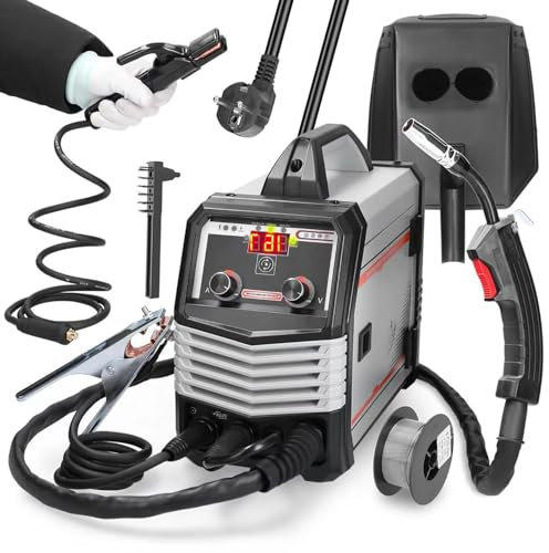 STWBHW Poste à souder MIG 3 en 1, Poste à souder électrique Portable, Courant élevé 10 A avec écran LCD numérique, Poste à souder IGBT, Poste à souder MIG sans gaz
