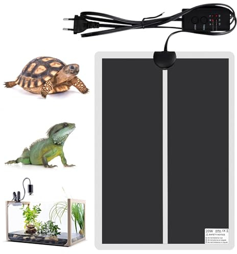 Geoyien Tappeto Riscaldante, Tappetino Riscaldante, Tappetino Riscaldante Rettili Controllo Della Temperatura a Tre Velocità, Impermeabile, Spegnimento Automatico,per Rettili e Anfibi (42*28 Cm, 20 W)
