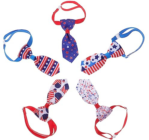 Toyvian 5 Stück Teiliges Haustier Krawatten Verstellbar Patriotisch Unisex Hund Katzen Accessoires für Unabhängigkeitstag Party Feststimmung