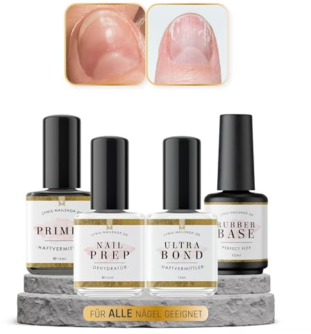 Primer HAFTUNGS-Set INTENSIV für alle Kunstnägel mit weniger Liftings und langer Haltbarkeit (Primer, Ultra Bond, Dehydrator, Perfect Flex), Lynis-Nailshop.de