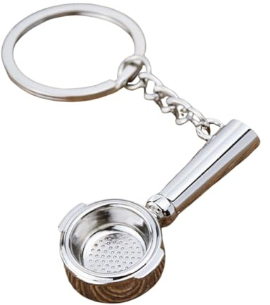 XAGMODSHN Porte-clés unique en métal avec poignée filtrante pour machine à café - Cadeau idéal pour les amateurs de café, Cuillère argentée, length：63mm