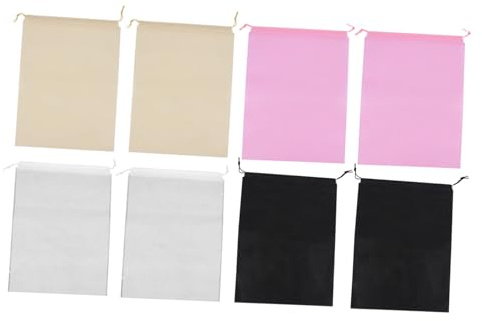 Mipcase 8 st Dragkedjeförsedda Skopåsar i Non-woven Tyg Bärbara och Andningsbara Resväskorganisatörer för Kläder och Slitstarka och för Hem och Resor Kapacitet Beige Rosa och