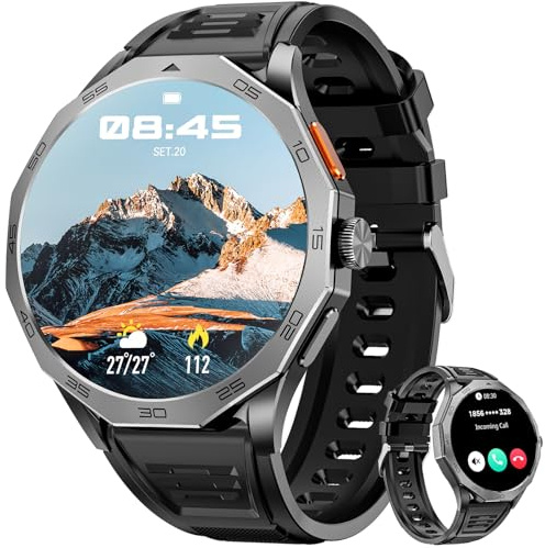 Military Smart Watch for Men Answer/Make Calls 710mAh Big Battery, 1.85 HD Ultra Screen with Heart Rate/Sleep Monitor /100+Sport Modes Smart Watches for Android iOS Black