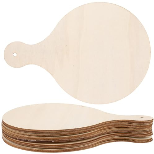 jojofuny Lot de 10 Planches à Découper Rondes en Bois Brut 23X16 CM avec Poignée Mini-Planches à Découper DIY Cuisine et Présentation de Fromages