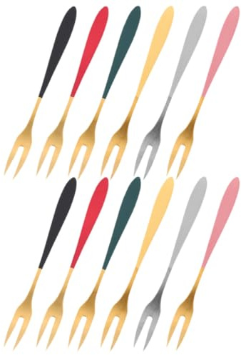 LIFKOME 12 piezas Tenedores de Postre de Acero Inoxidable Diseño Ergonómico con Mango Cómodo Tenedores Pequeños para Frutas Pasteles y Aperitivos Utensilios Elegantes para Fiestas y Uso