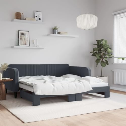 QZZCED 2-in-1-Schlafsofa mit Ausziehbett, Doppel-Sofa, modernes minimalistisches Design für Wohnzimmer, solide Struktur aus Holz und Metall