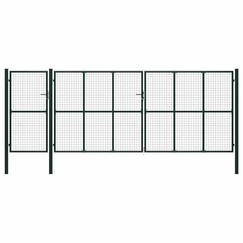 Portail de clôture avec serrure - Vert - 175 cm - En acier robuste - Pour l'extérieur - Design moderne - Montage facile