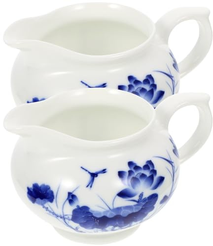 HOMSFOU Salsera de Cerámica Azul y Blanca 2 Piezas, Dispensadores de Salsa para Restaurante y Hogar, Tazones para Condimentos y Salsa de Leche, Vajilla Resistente para Barbacoa y Catering