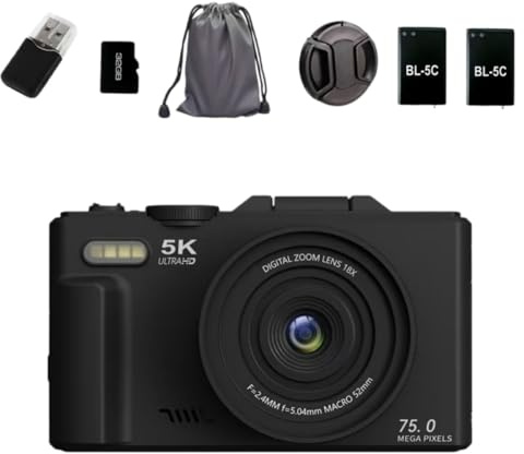 Optinexo 4K Digital Compact Camera mit 32GB Karte, 18X Zoom, 3-Zoll 180° Flip LCD,WLAN-Übertragung für Reisen & Anfänger