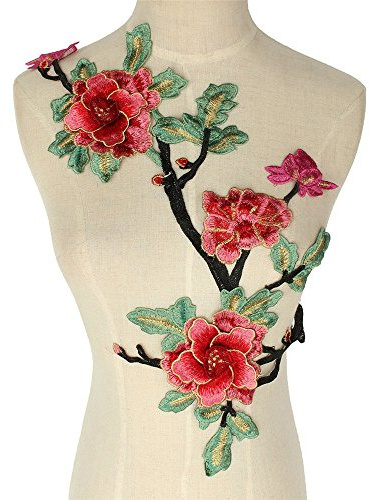 Rosen-Aufnäher, für bestickten Blumenkragen, Büste, Kleid, Jeans, Kunsthandwerk