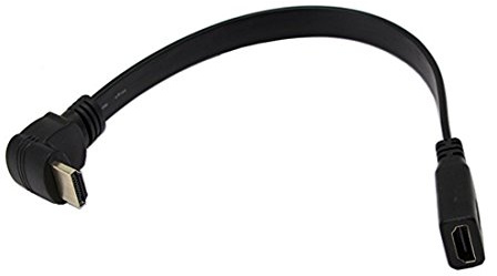 HDMI-Verlängerungskabel, CERRXIAN 1FT Flaches dünnes Hochgeschwindigkeits-HDMI Verlängerungskabel Eine Frau zu 90 Grad-unten Winkel A männliches Kabel