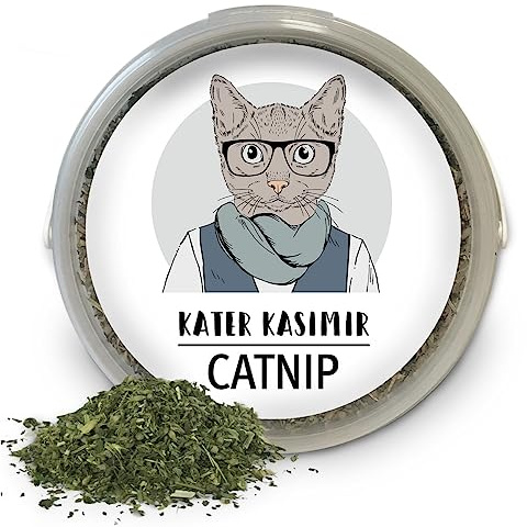 Kater Kasimir La erba gatta (Catnip) fa felice il vostro gatto! 60 g confezione XXL. Qualità premium: solo la menta migliore per il vostro piccolo tesoro (tagliata e seccata).