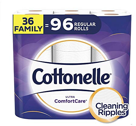 Cottonelle Ultra ComfortCare Toilet Paper, Soft Biodegradable Bath Tissue, Septic-Safe, 36 Family+ Rolls