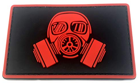 Patch Nation Gasmaske PVC Airsoft Paintball Klett Emblem Abzeichen Flicken (Rot)