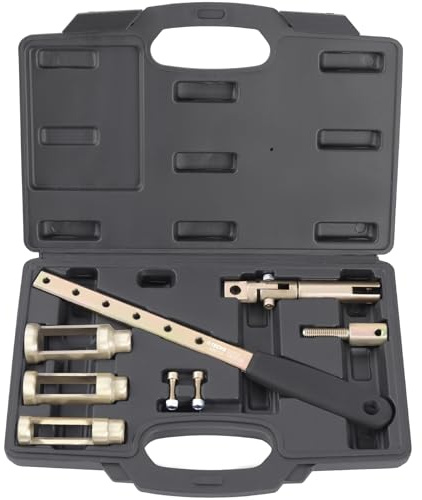 TECPO Ventilfederspanner-Satz, Demontage & Montage von Ventilfedern und Ventilschaftdichtungen für 8V, 12V & 16V Motoren, ohne Zylinderkopf-Demontage, inkl. 3 Druckstücke Ø20, 26, 30, 34mm, länge 85mm