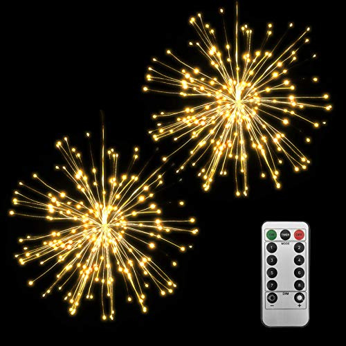 Lixada 2pcs 150 LED Lampe de feu d'artifice, avec télécommande, 8 Modes, Puissance des Piles,lumière de Nuit décorative, Lampe Suspendue pour intérieur/extérieur/Noël/fête/Mariage/Jardin