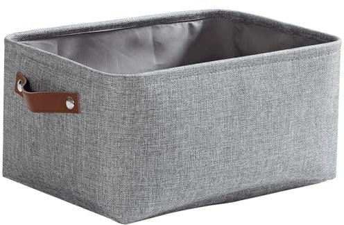 Mangata Medium Sizes Storage Baskets, Thickened Canvas Fabric Storage Boxes with Handle for Shelves, Clothes Toys (Medium, without Drawstring)