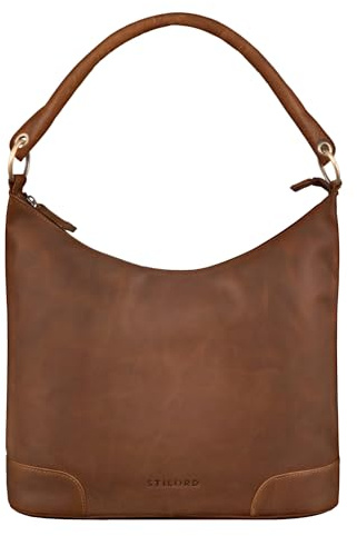 STILORD Tessa Handtasche Damen Leder Groß Shopper Ledertasche Hobo Tasche Elegante Vintage Schultertasche Tote Bag aus Echtem Leder Farbe:Mocca - Dunkelbraun
