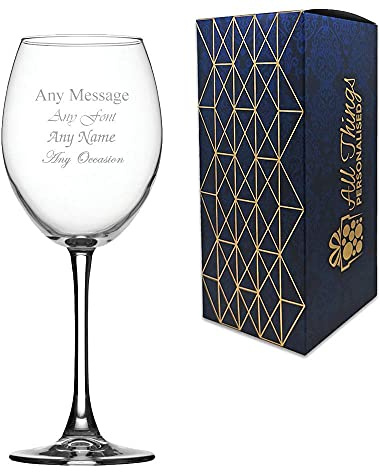 Personalised Engraved Enoteca Wine Glass, Gift Boxed, Personalise with Any Name and Message for Any Occasion