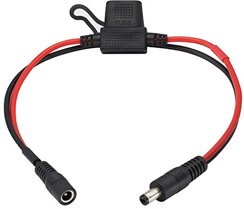 zdyCGTime 14AWG DC 5.5mmx2.1mm Male to Female Quick Disconnect Wire Harness Extension Cable,with 5A Blade Fuse Holder,for Portable Powers,LED Strip,Surveillance Camera,Security Equipment,40cm.