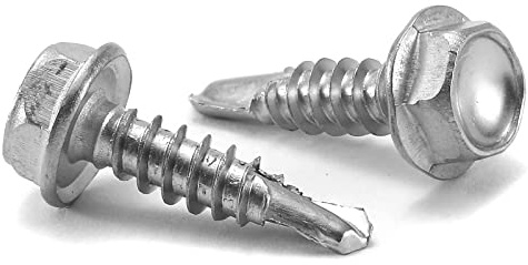 #8 x 3/4 Sheet Metal Screws 100PCS 410 Stainless Steel Hex Washer Head Fast Self Tapping Screws by SG TZH
