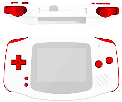 eXtremeRate Chrome Red Replacement Full Set Buttons for Gameboy Advance GBA - Handheld Game Console NOT Included
