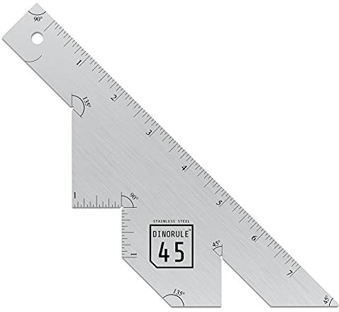 DINORULE Steel Ruler 45 Degree Angle Measuring Tool | Gifts for Men, Unique Dad Birthday Gift, Cool Stuff for Grandpa, Husband, Woodworking Tools, Perfect Present, Surprise Your Handyman, Cool Gadgets