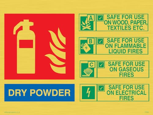 Questo estintore contiene istruzioni per l'uso in polvere secca, 200 x 150 mm, A5L