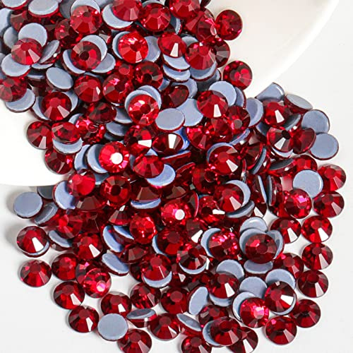 Beadsland Hotfix Strasssteine für textilien,Dunkles Rot,SS12/1440pcs | Rote Strasssteine,3.0-3.2mm,Glasmaterial,für Kleidung,Kunsthandwerk,Basteln Dekoration