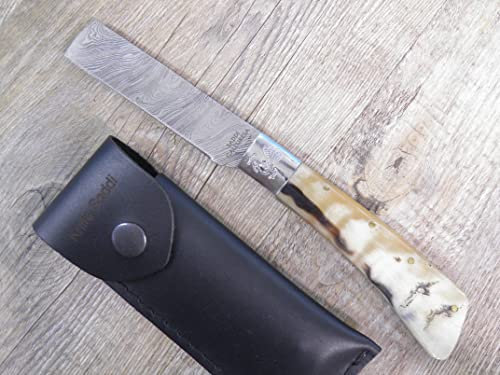 KNIFE COLTELLO 21 CM SARDEGNA SARDO GALLURESA LAMETTA corno di muflone DAMASCO art 2