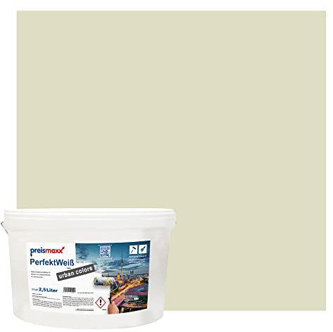 Preismaxx Perfektweiß urban colors, bunte Wandfarbe, grün, mauvegrün, mauve green 2,5L, Innenfarbe, hohe Deckkraft Klasse 2, matt