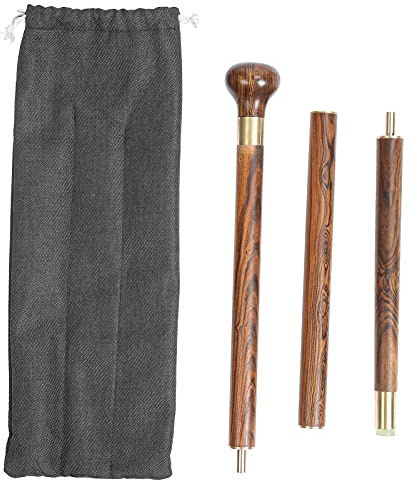 ANKROYU 85cm Wanderstöcke, 3 Abschnitte Faltbar Hiking Stöcke aus Holz mit Aufbewahrungstasche, rutschfeste Fußpolster Nordic Walking Stöcke