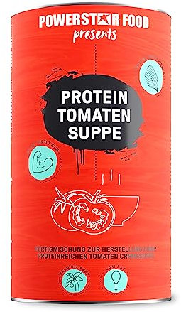 Powerstar PROTEIN-TOMATEN-SUPPE 620 g | 37,1% Protein pro Tasse | Cremige Low Carb Suppen mit EAA & Ballaststoffen | Nur 2% Fett p. P. | Fitness & Abnehmen | Instant-Protein-Suppe fertig in 2 Min