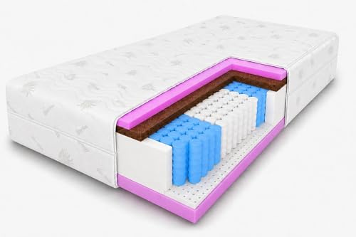 Taschenfederkernmatratze 140x200 Comfort, H3/H4, Aloe Vera, Latex-Kokos