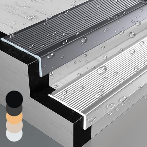 LIYI929GP Treppenkantenschutz Aus Aluminium Eloxiert, Treppen Profil Kantenschutz Antirutsch-Profil Winkelprofil, Wetterfest Rostfrei Streifen Treppe, for Innen/Außenbereich, Fliesen Holz Metall
