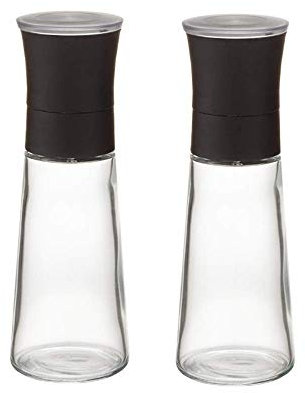 Macinapepe Set macina sale e pepe Macina sale e pepe con corpo in vetro Saliera e pepiera, Nero e (Nero)