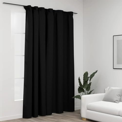 CIADAZ Verdunkelungsvorhang mit Haken, Gardinen Wohnzimmer, Vorhänge Wohnzimmer, Thermovorhang, Verdunkelungsvorhang, Wärmeschutzvorhang, Leinenoptik Anthrazit 290x245 cm