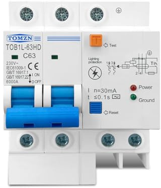 Telerupteur Disjoncteur à courant résiduel, interrupteur principal avec parasurtenseur RCBO MCB avec Protection contre la foudre SPD Disjoncteur (Size : 32A)