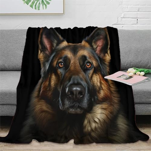 Deutscher Schäferhund Decke, 3D Haustier Hund Digitaldruck Kuscheldecke, Flanelldecke, Weich Wohndecke, Sofadecke Für Kinder Erwachsene 60x80inch(150x200cm)